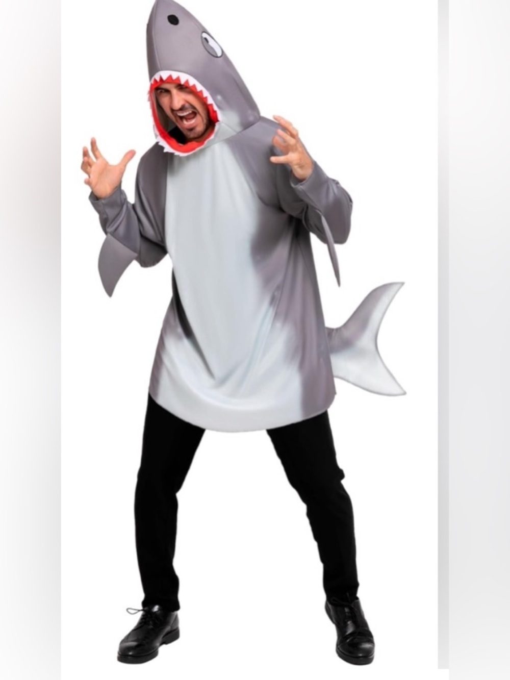 Shark Costume Men's Medium Grayy White with Headpiece and Tail JAWS